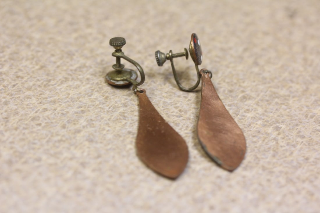 Pair of Enamel and Copper Earrings - 3