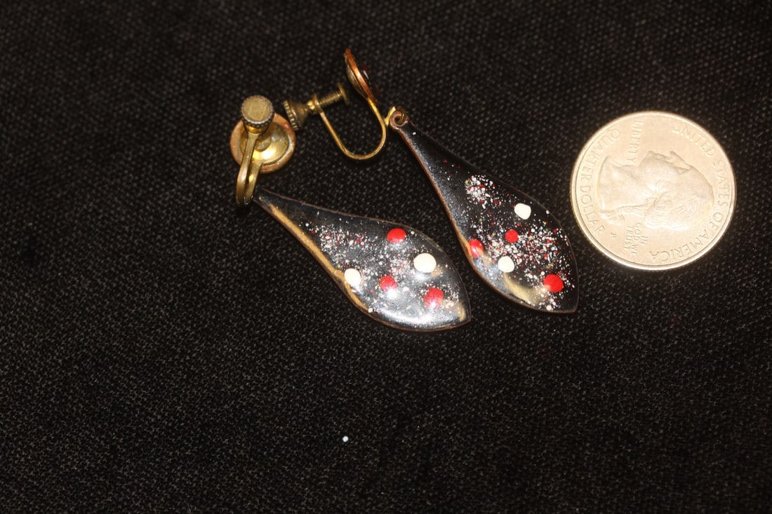 Pair of Enamel and Copper Earrings - 4