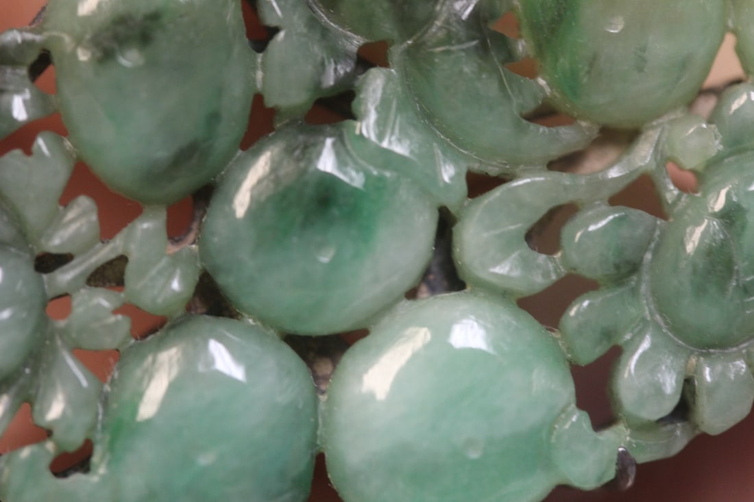 Natural Jade or Jadeite and Sterling Pin or Brooch - 3