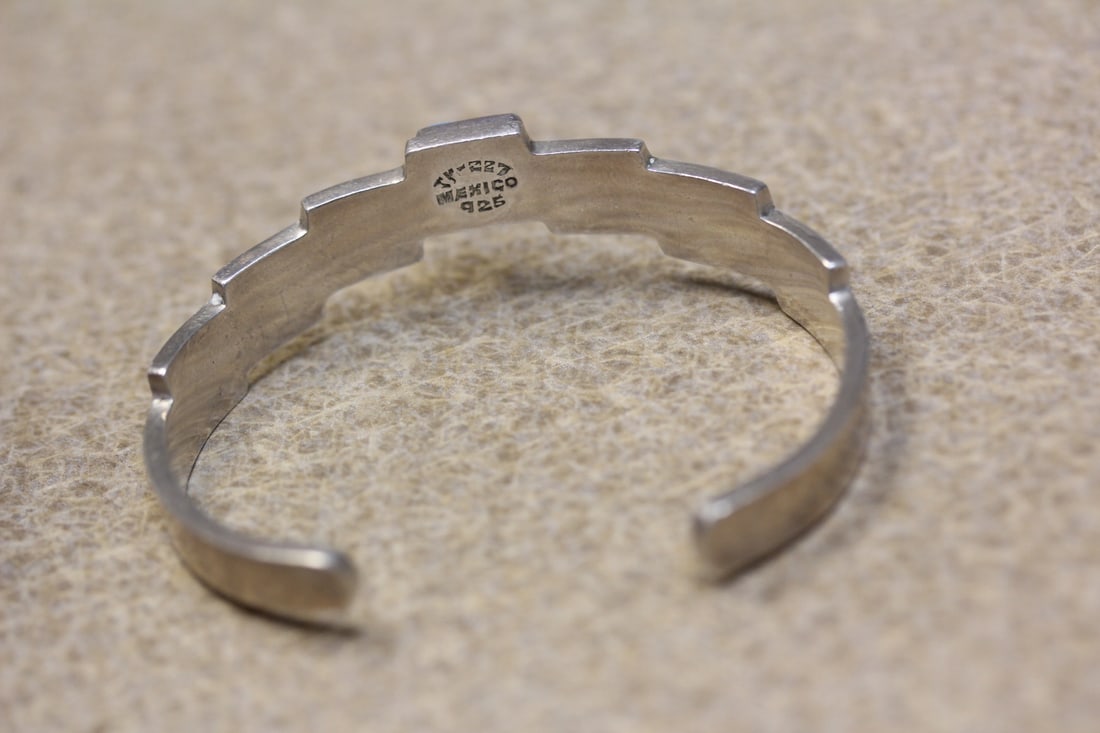 Mexico Turquoise Sterling Bangle Bracelet - 3