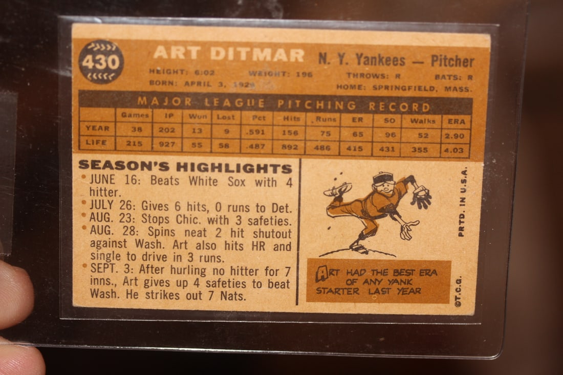 Art Ditmar Baseball Card - 2