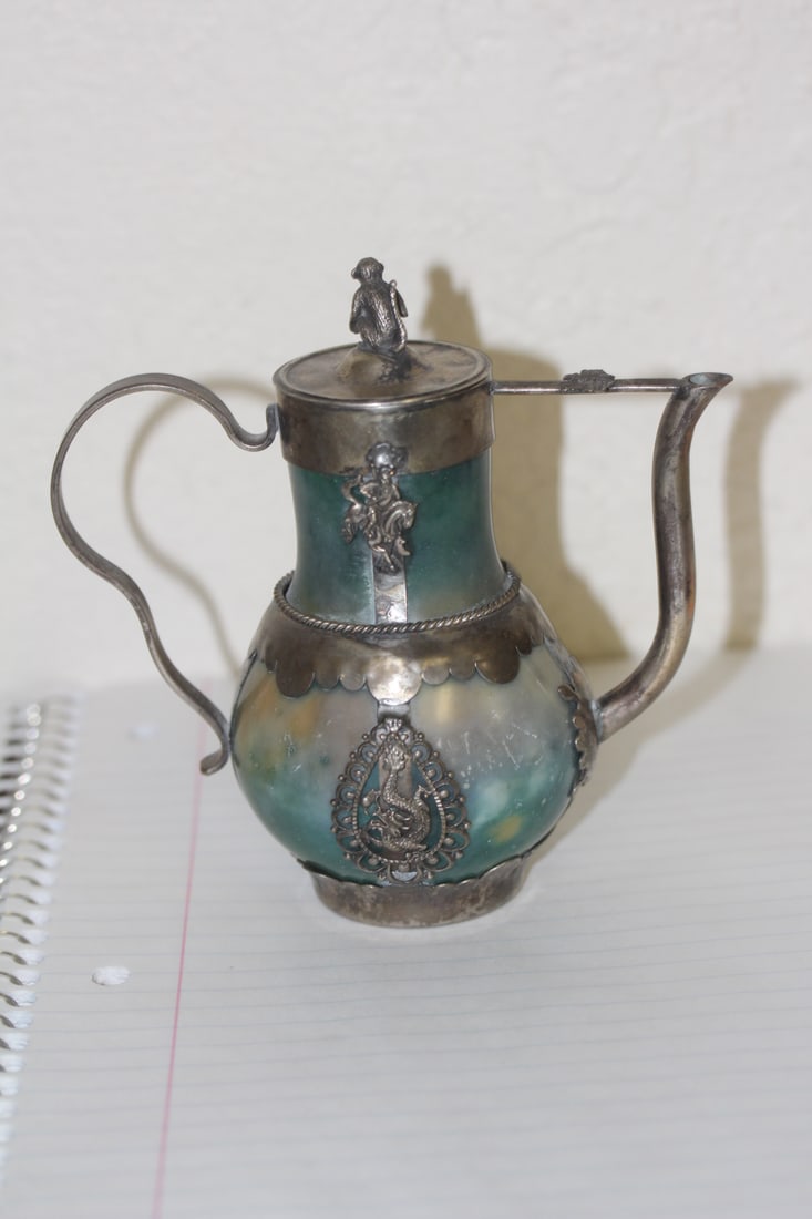 Signed Chinese Teapot with Monkey Finial - 3
