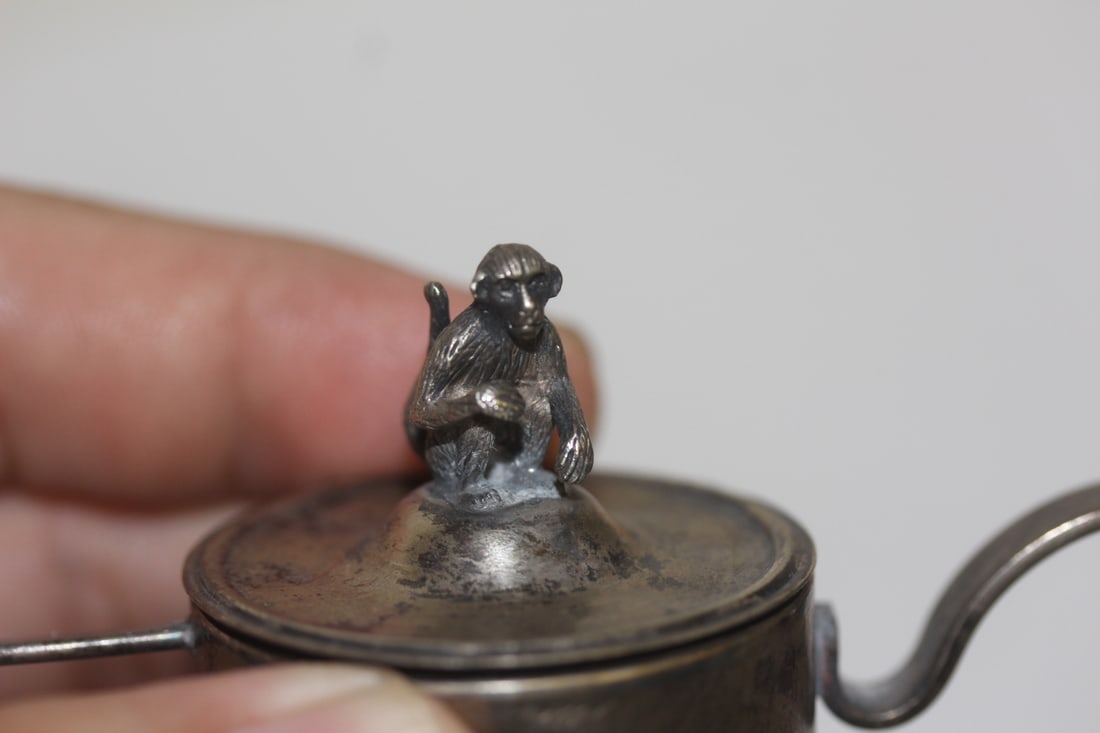 Signed Chinese Teapot with Monkey Finial - 5