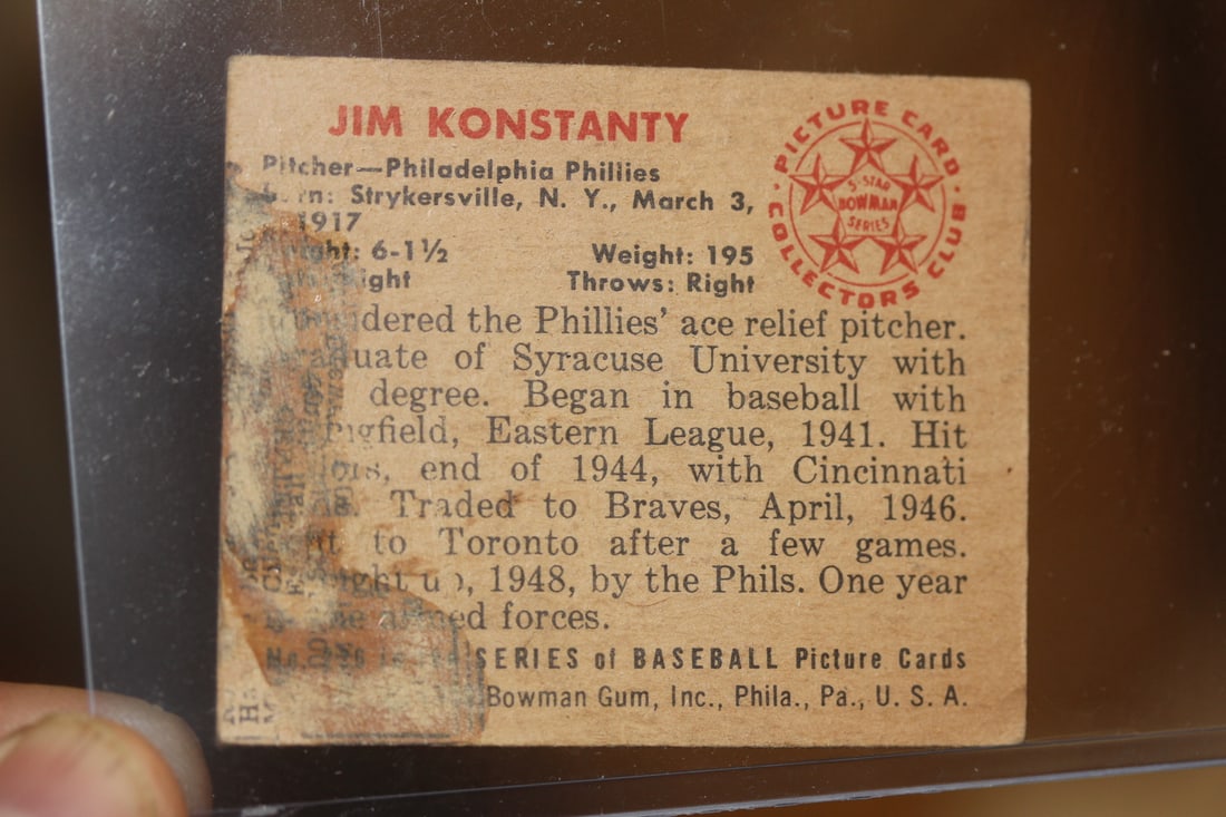 1950 Bowman Jim Ronstanty Baseball Card - 2