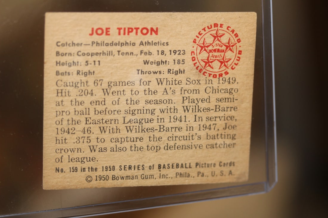 1950 Bowman Joe Tipton Baseball Card - 2