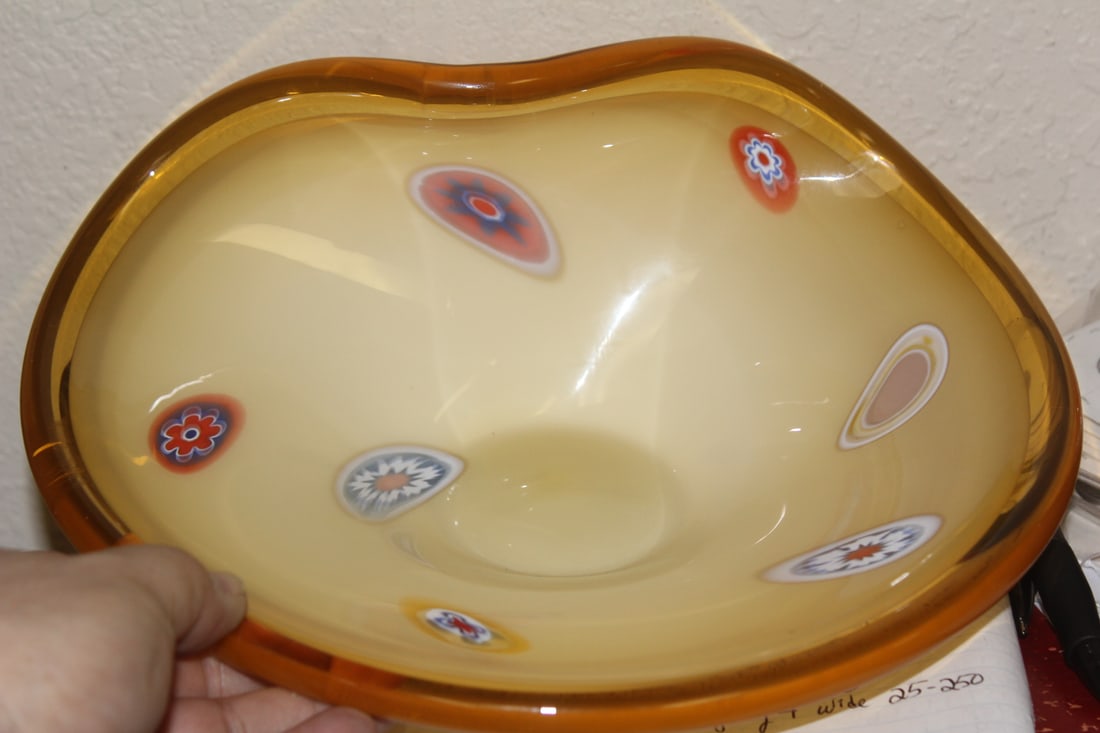 Vintage Milifiori Art Glass Bowl: 10 1/2" wide
