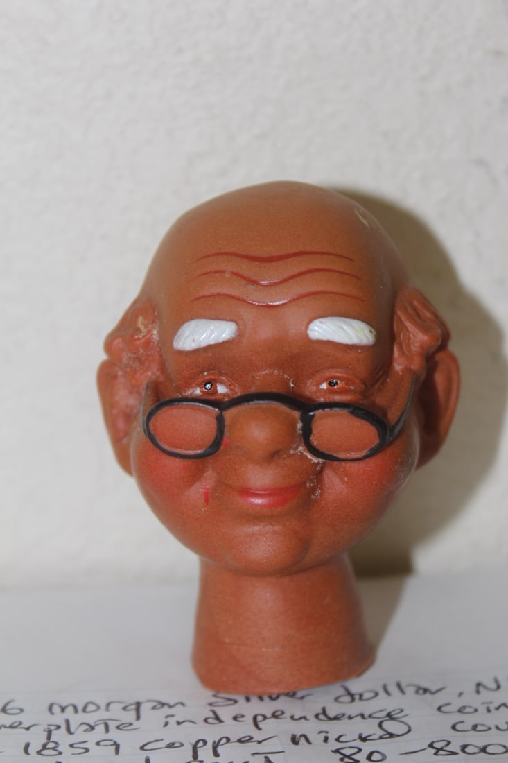 Grandpa Vinyl Doll Head: 3 inches tall