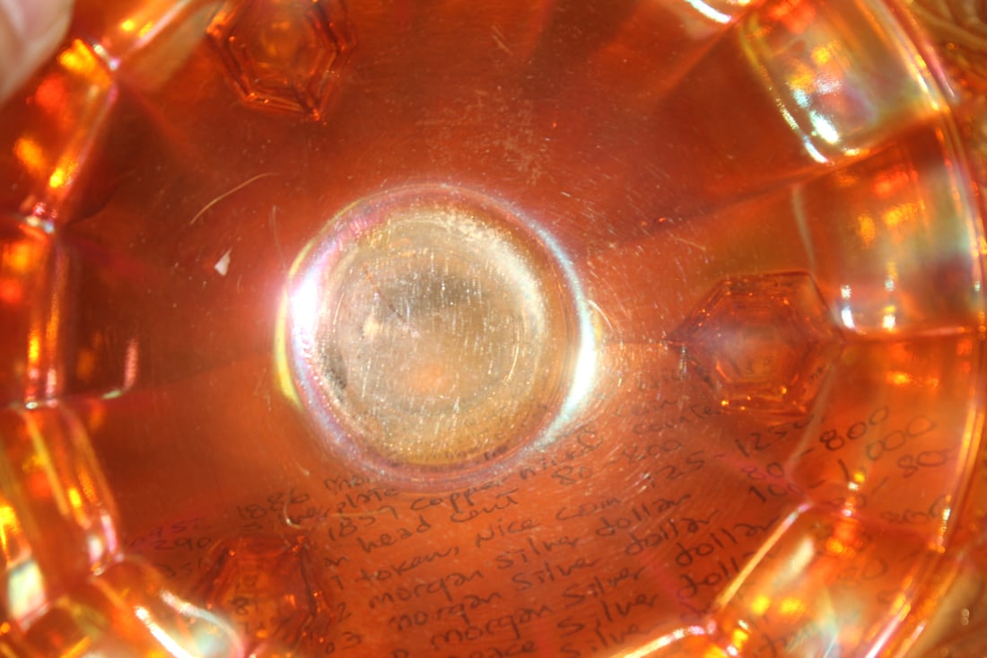 Large Footed Carnival Glass Bowl - 3