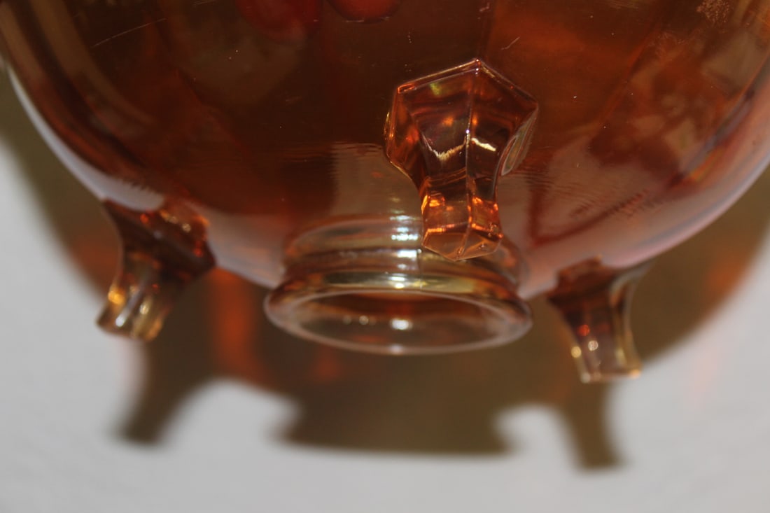 Large Footed Carnival Glass Bowl - 5