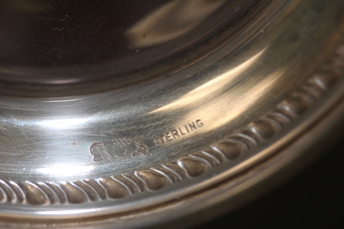 Sterling Bottom Rim Etched Glass Pitcher - 5
