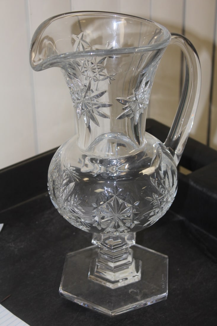 Decorative Lead Crystal Pitcher: 12 3/4" tall
