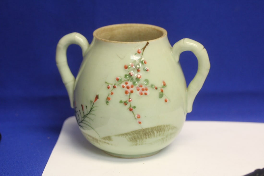 Antique/Vintage Asian Celadon Container - 5