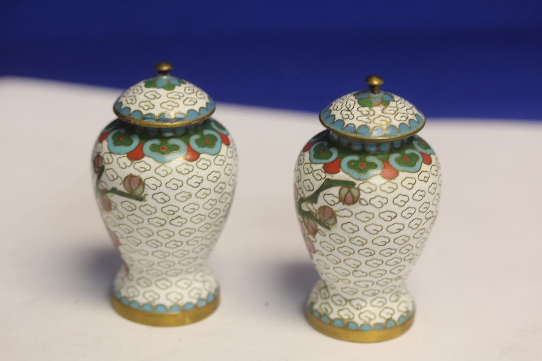 Pair of Miniature Chinese Cloisonne Jars - 2