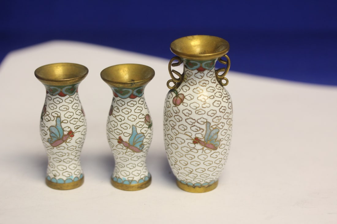 Lot of 3 Chinese Miniature Cloisonne Vases - 2