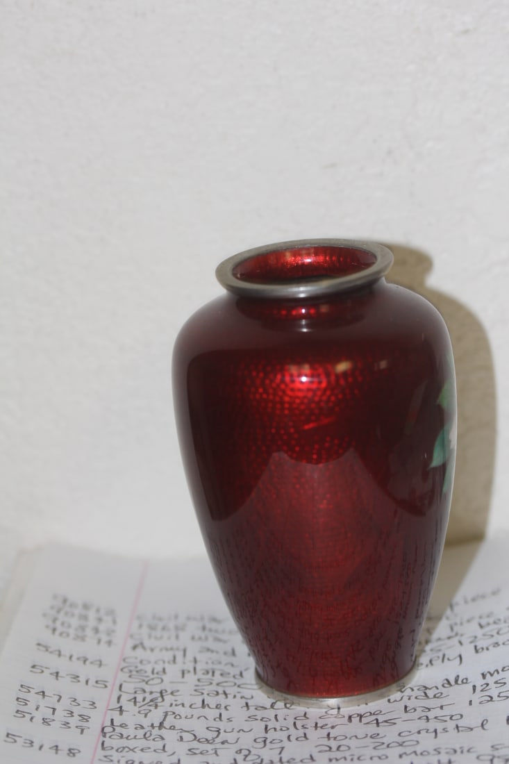 Vintage Japanese Cloisonne Floral Vase - 3
