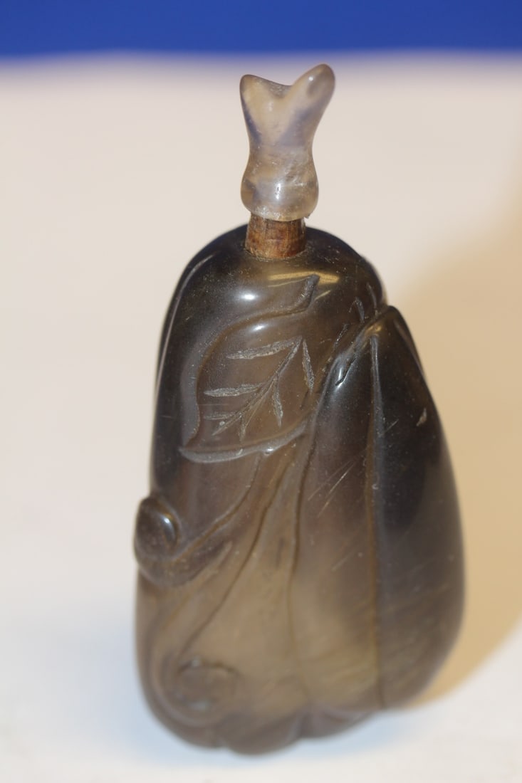 Quartz Snuff Bottle: Melon form - 3 3/4" tall