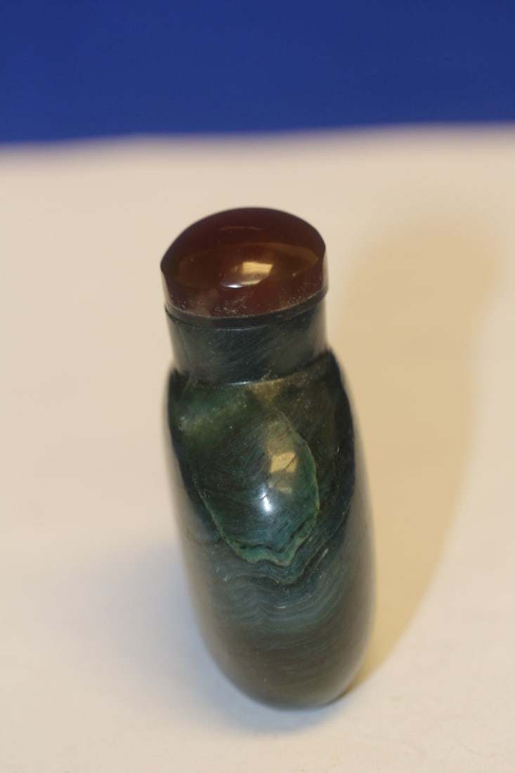 Spinach Jade or Other Gemstone Snuff Bottle - 4