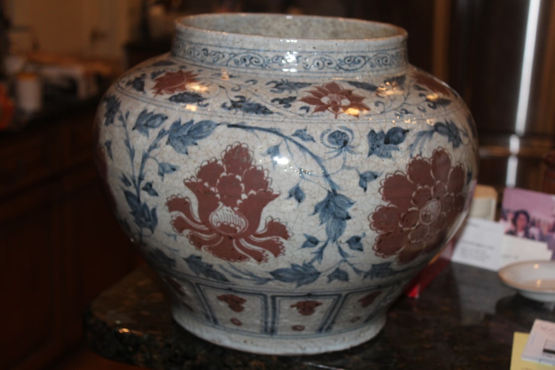 Chinese Iron Red and Blue Porcelain Planter - 4