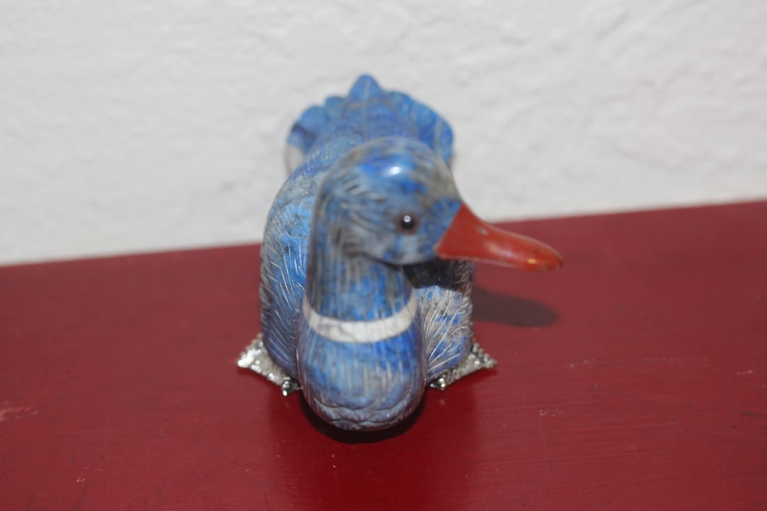 Chinese Lapis Lazuli Gemstone Duck - 4