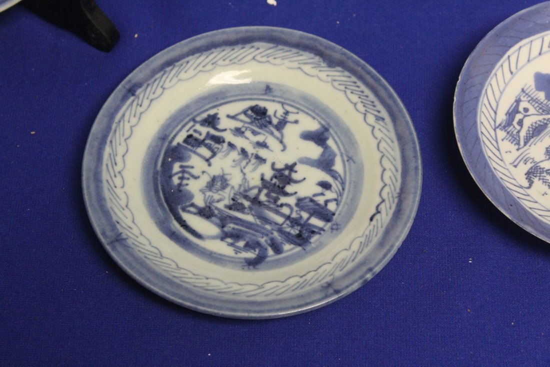 Lot of 5 Chinese Canton Blue and White Plates - 3