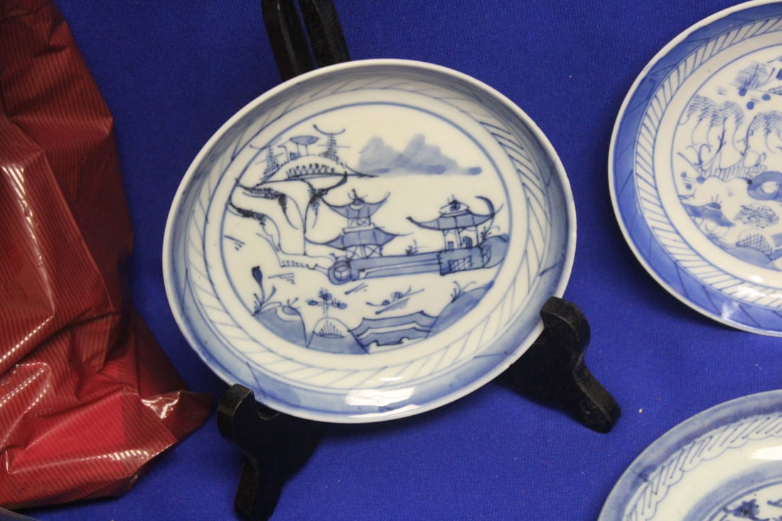 Lot of 5 Chinese Canton Blue and White Plates - 5