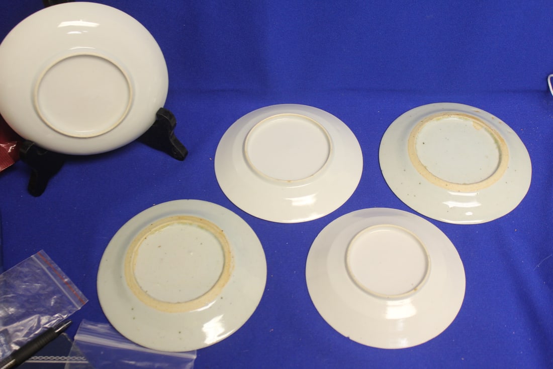 Lot of 5 Chinese Canton Blue and White Plates - 6
