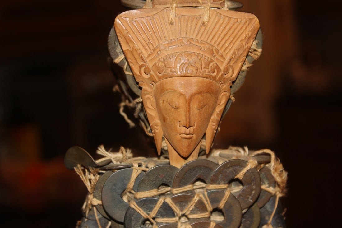 Chinese /Asian Coin Wooden Statue - 3