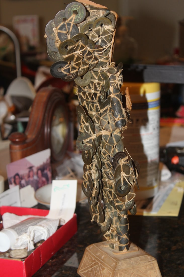 Chinese /Asian Coin Wooden Statue - 6