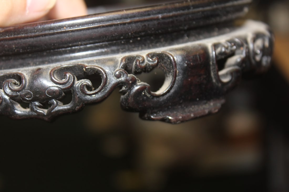 Carved Chinese Hardwood Vase Stand - 10