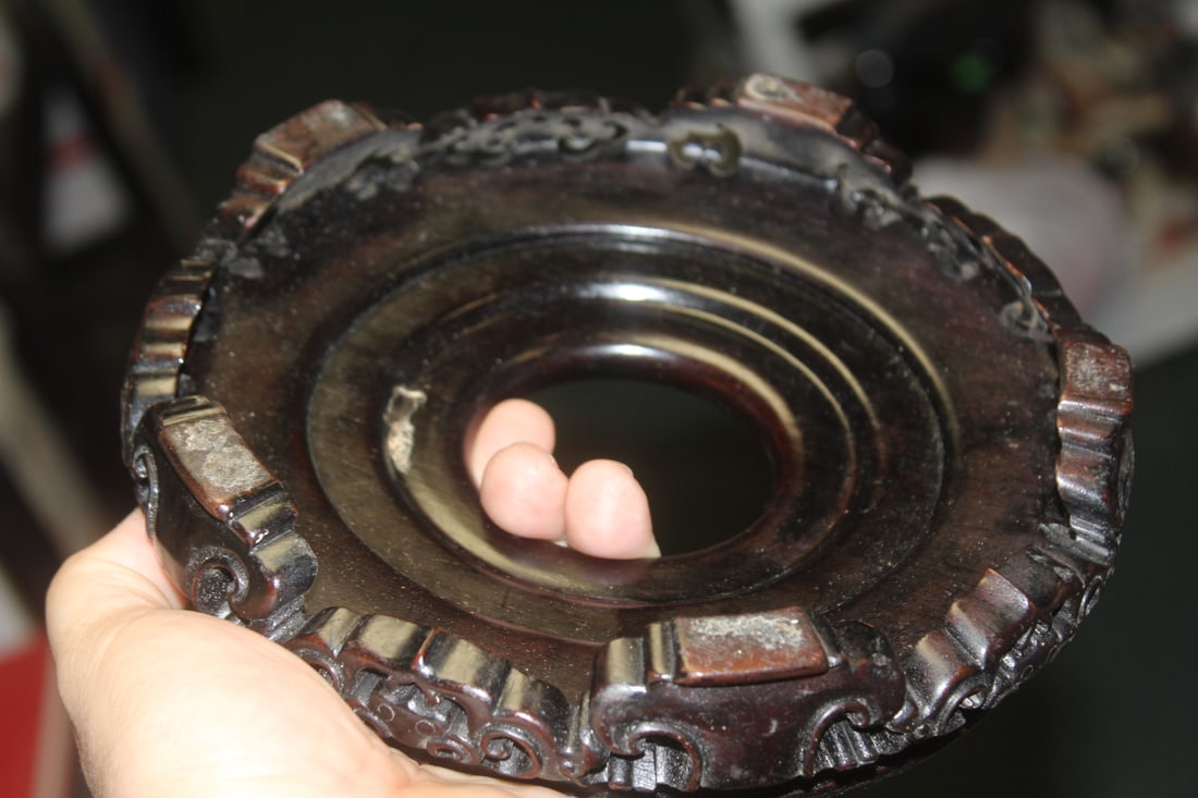 Carved Chinese Hardwood Vase Stand - 7