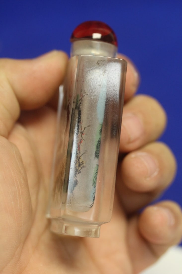 Chinese Crystal or Glass Snuff Bottle - 4