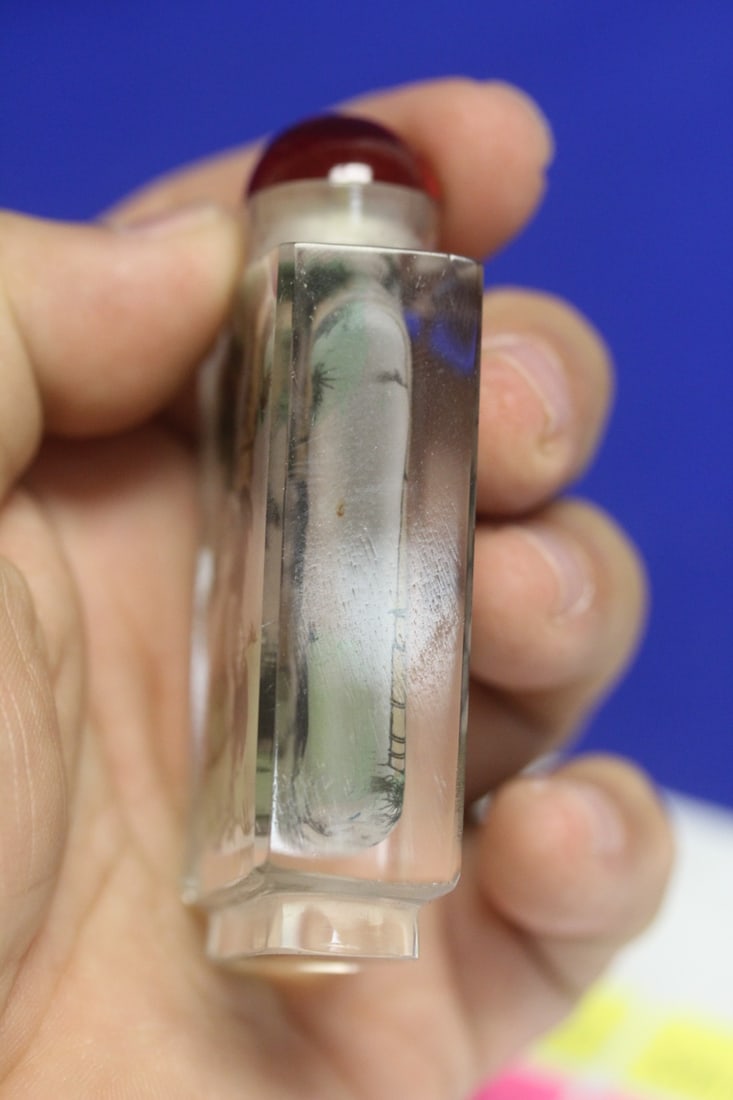 Chinese Crystal or Glass Snuff Bottle - 4