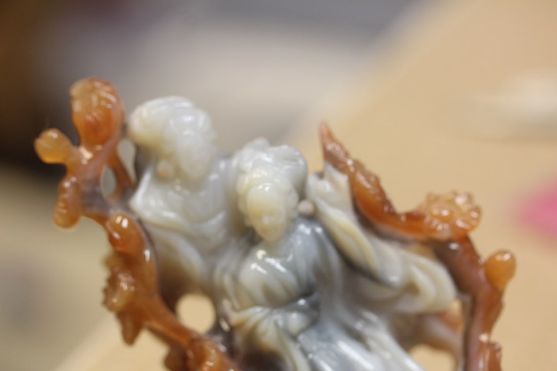 Chinese Agate Carving on Stand - 2