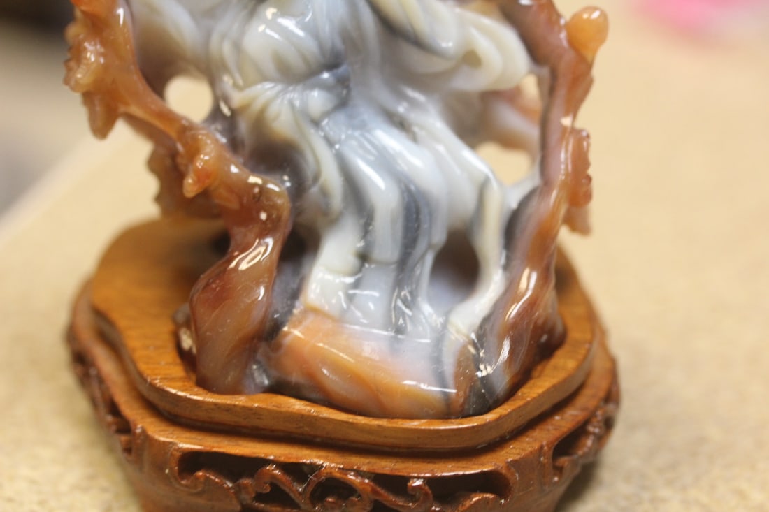 Chinese Agate Carving on Stand - 3