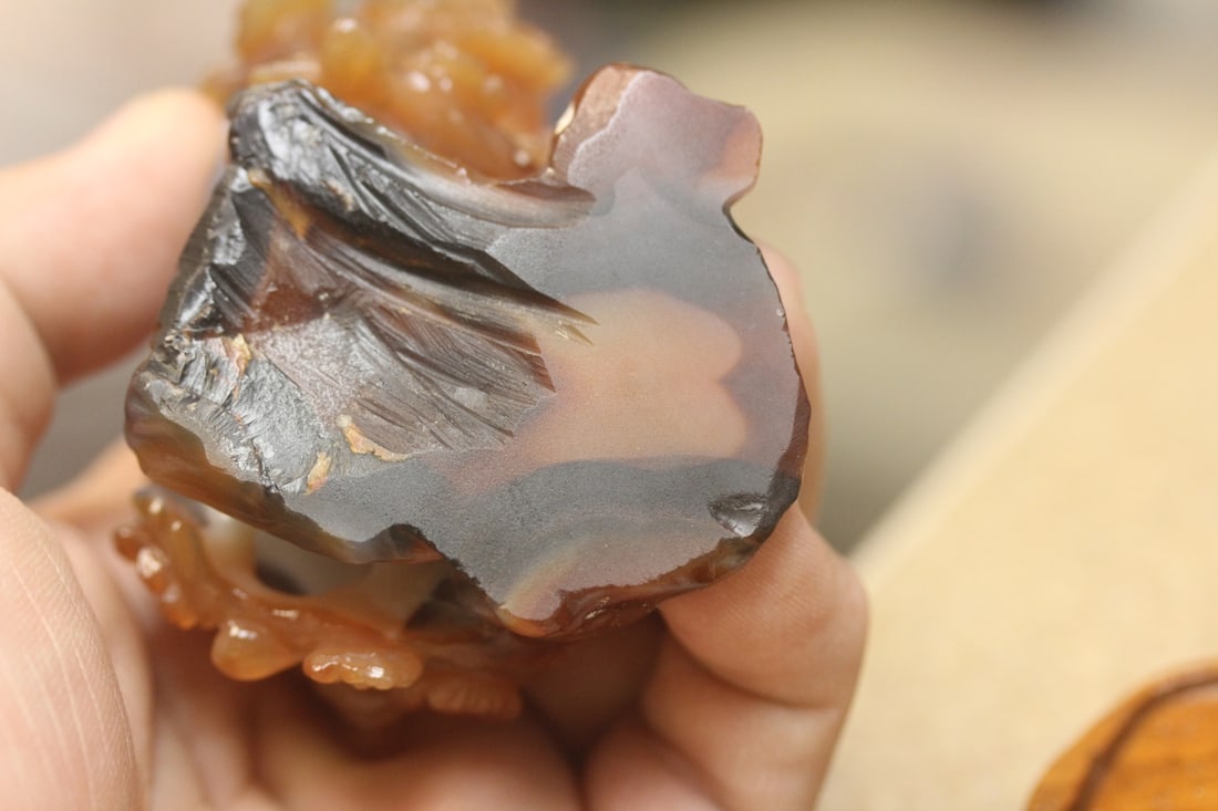 Chinese Agate Carving on Stand - 6
