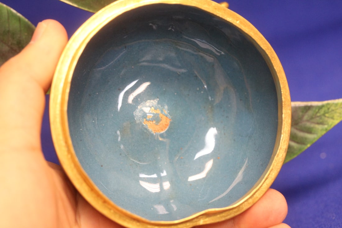 Pair of Cloisonne Boxes in Peach Form - 9