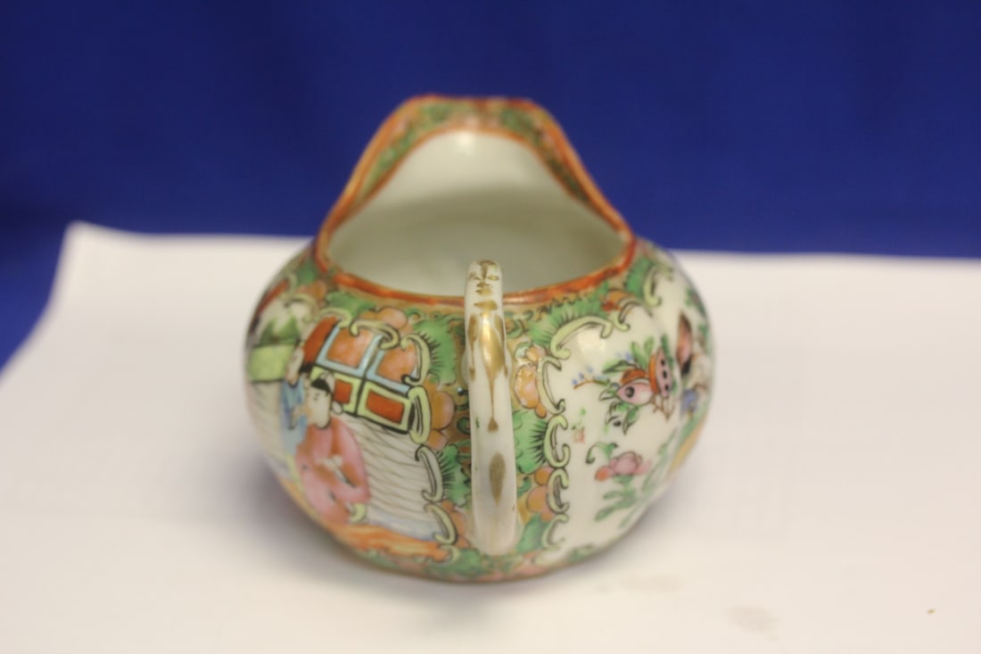 Antique Chinese Rose Medallion Creamer - 2
