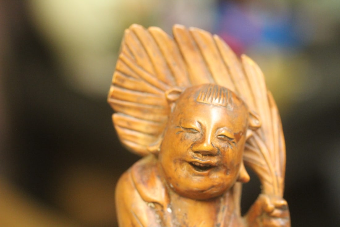 Box Wood Antique Chinese Figurine - 5