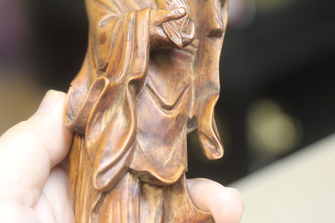 Box Wood Antique Chinese Figurine - 7