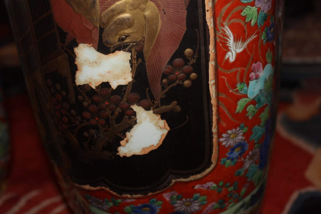 Pair of Japanese Elephant Handle Floor Vases - 2