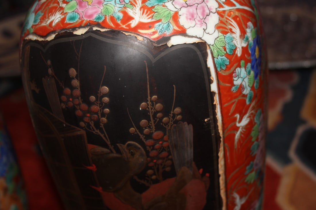 Pair of Japanese Elephant Handle Floor Vases - 3