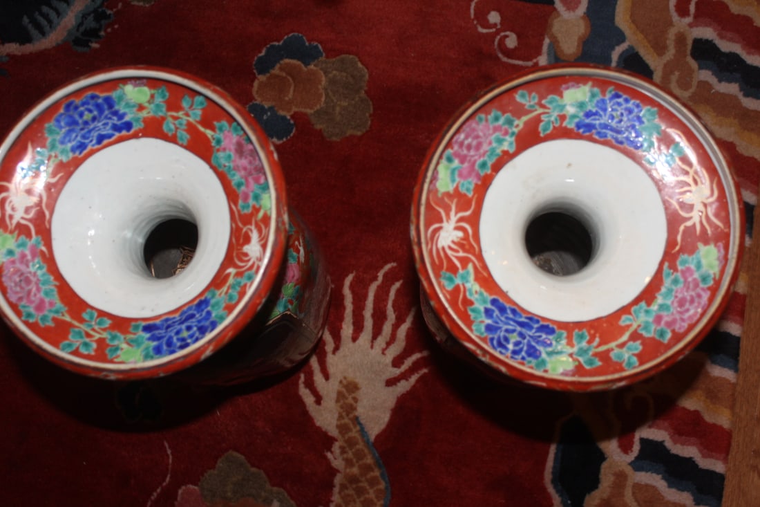 Pair of Japanese Elephant Handle Floor Vases - 4