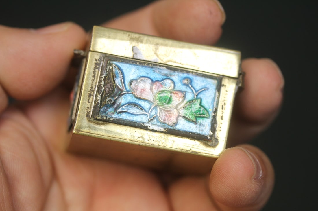 Antique Chinese Enamel Trinket Box - 6