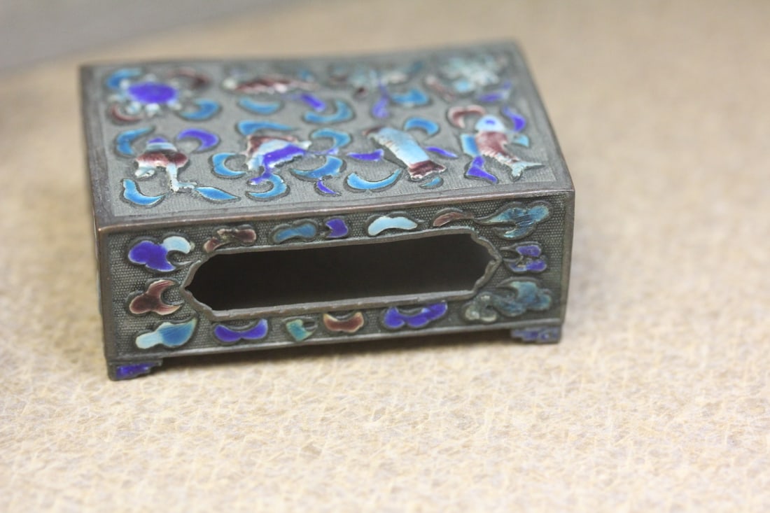 Antique Chinese Enamel Match Holder - 2