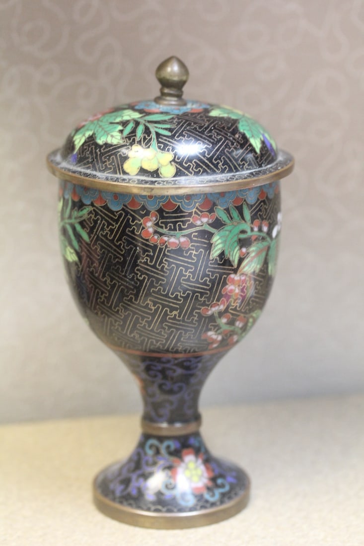 Cloisonne Urn with Lid - 2