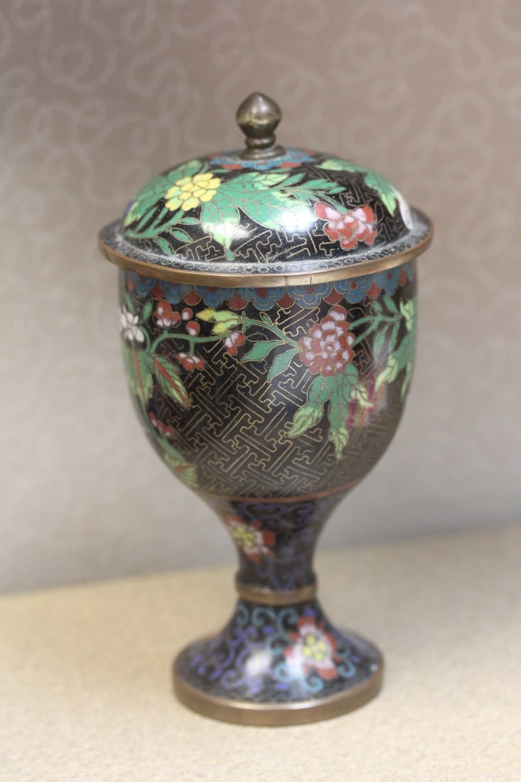 Cloisonne Urn with Lid - 4