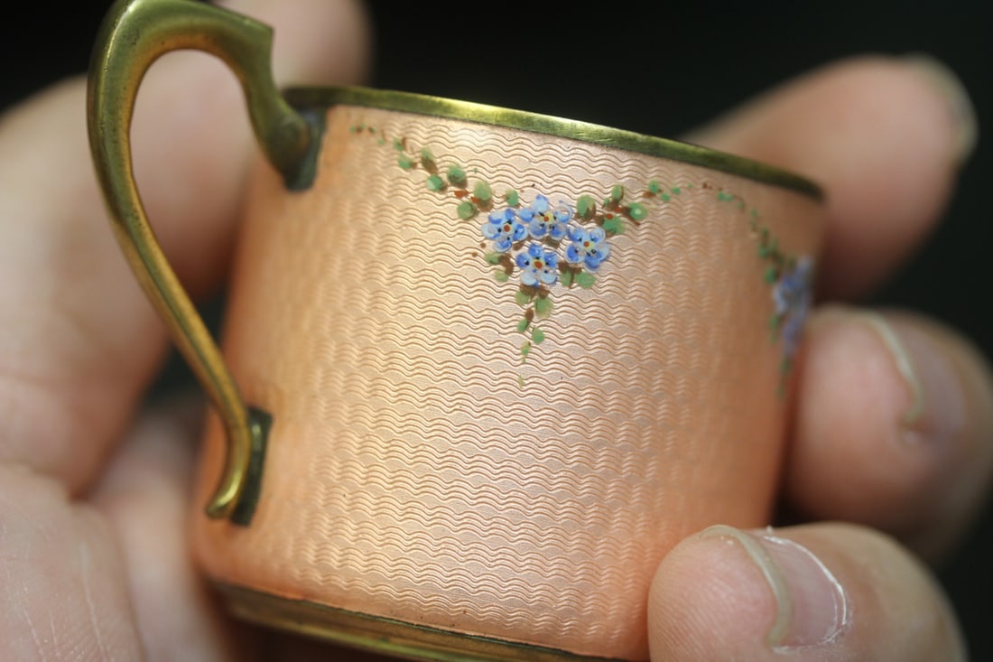 Antique Japanese Ginbari Cloisonne Cup and Saucer - 5