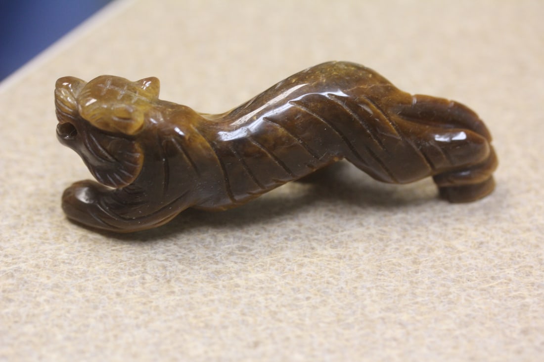 Tiger Eye Stone Carving of a Tiger - 2