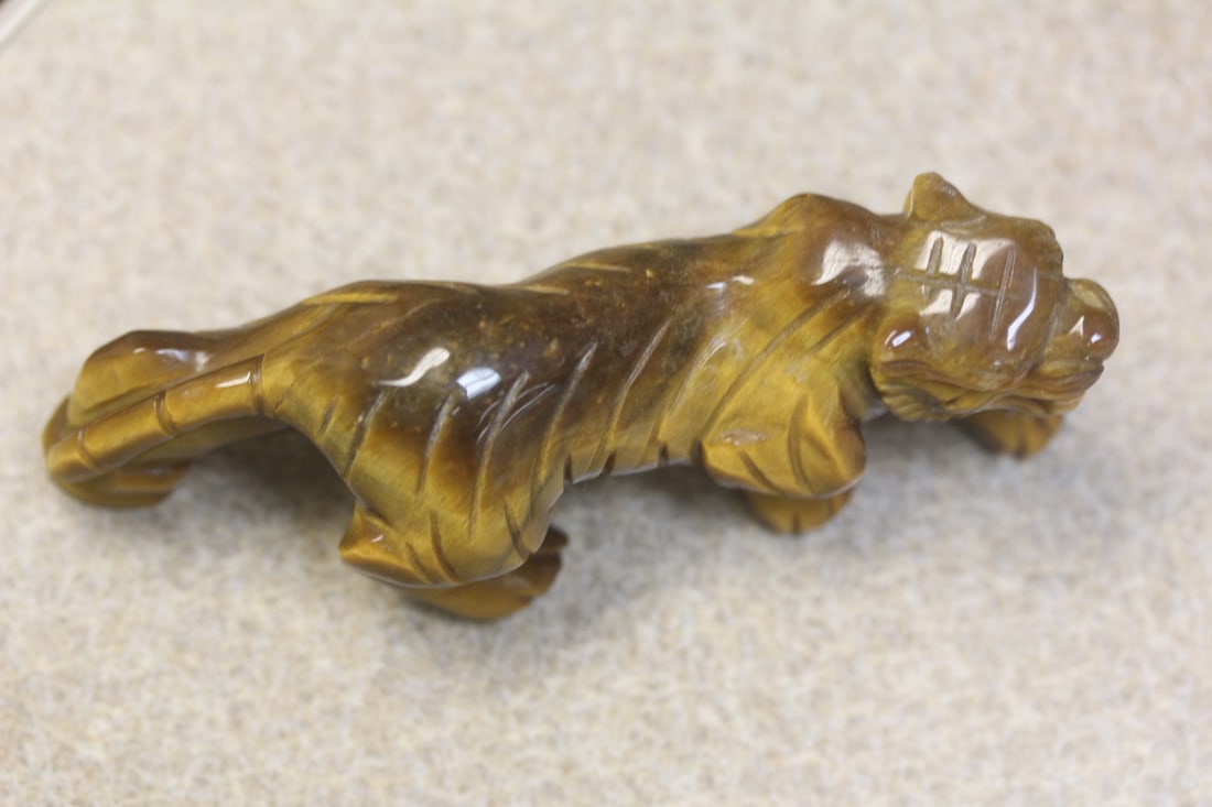 Tiger Eye Stone Carving of a Tiger - 5