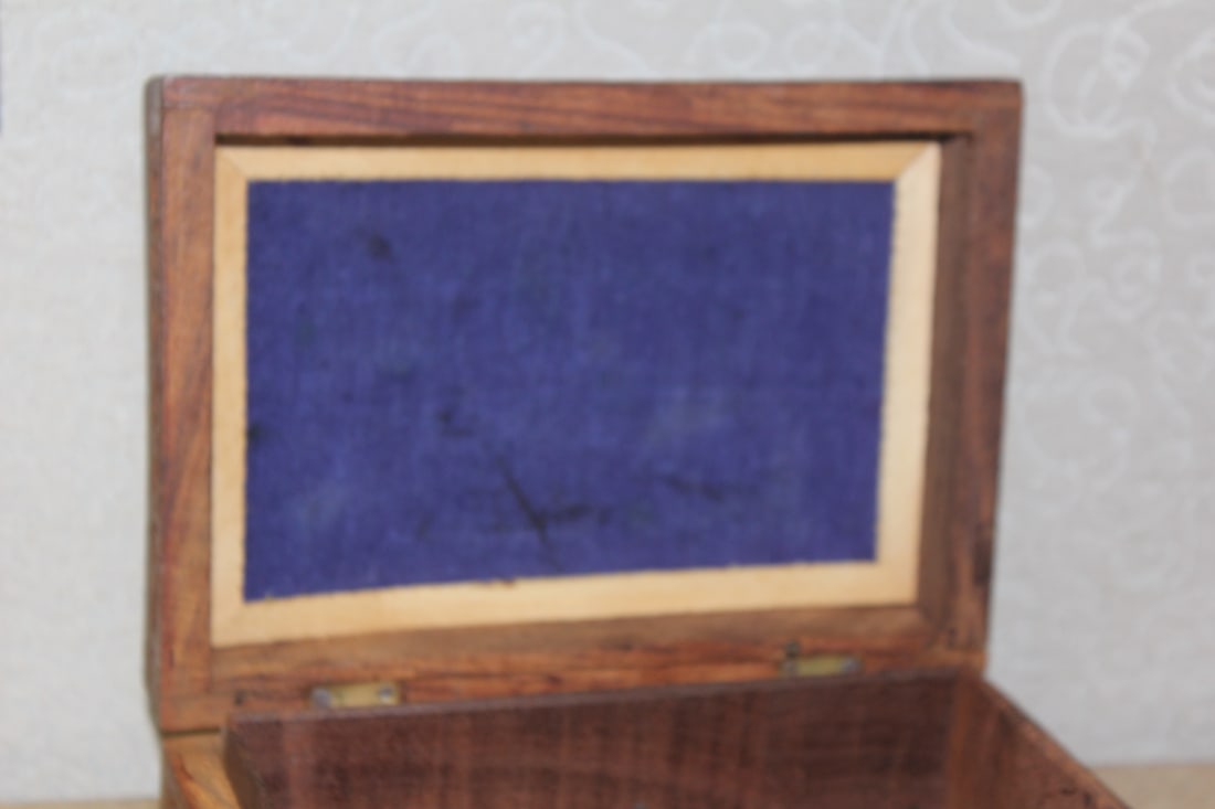 Asian Carved Cedar Wood Box - 8